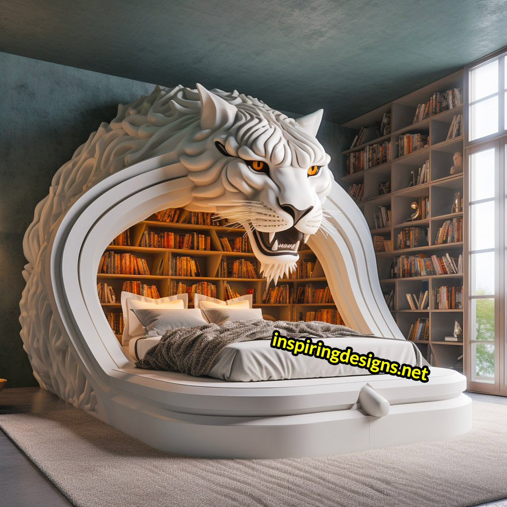 Giant Epic Animal Beds - Oversized white tiger bed frame