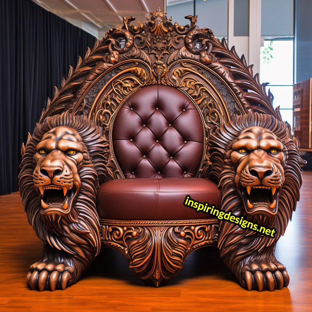Giant Wooden Animal Chairs - Oversized lion Chair