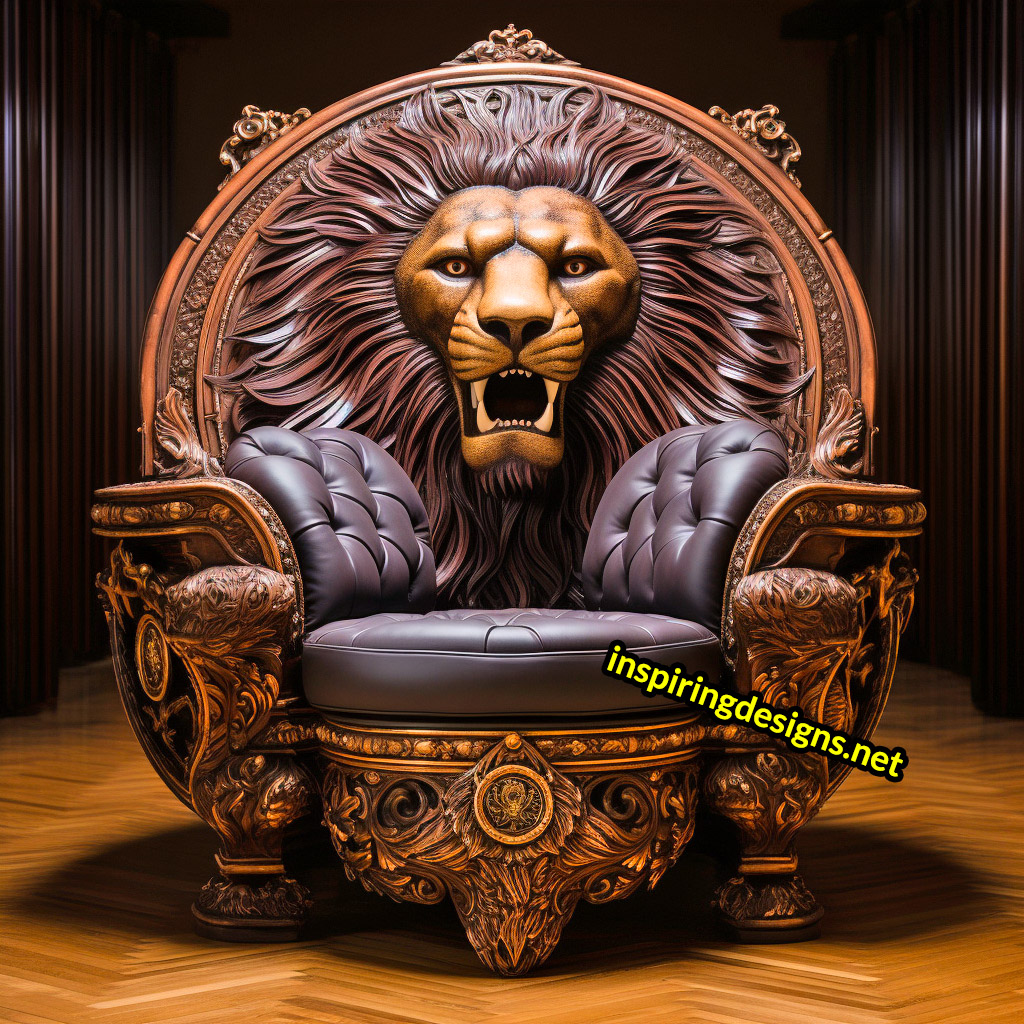 Giant Wooden Animal Chairs - Oversized lion Chair