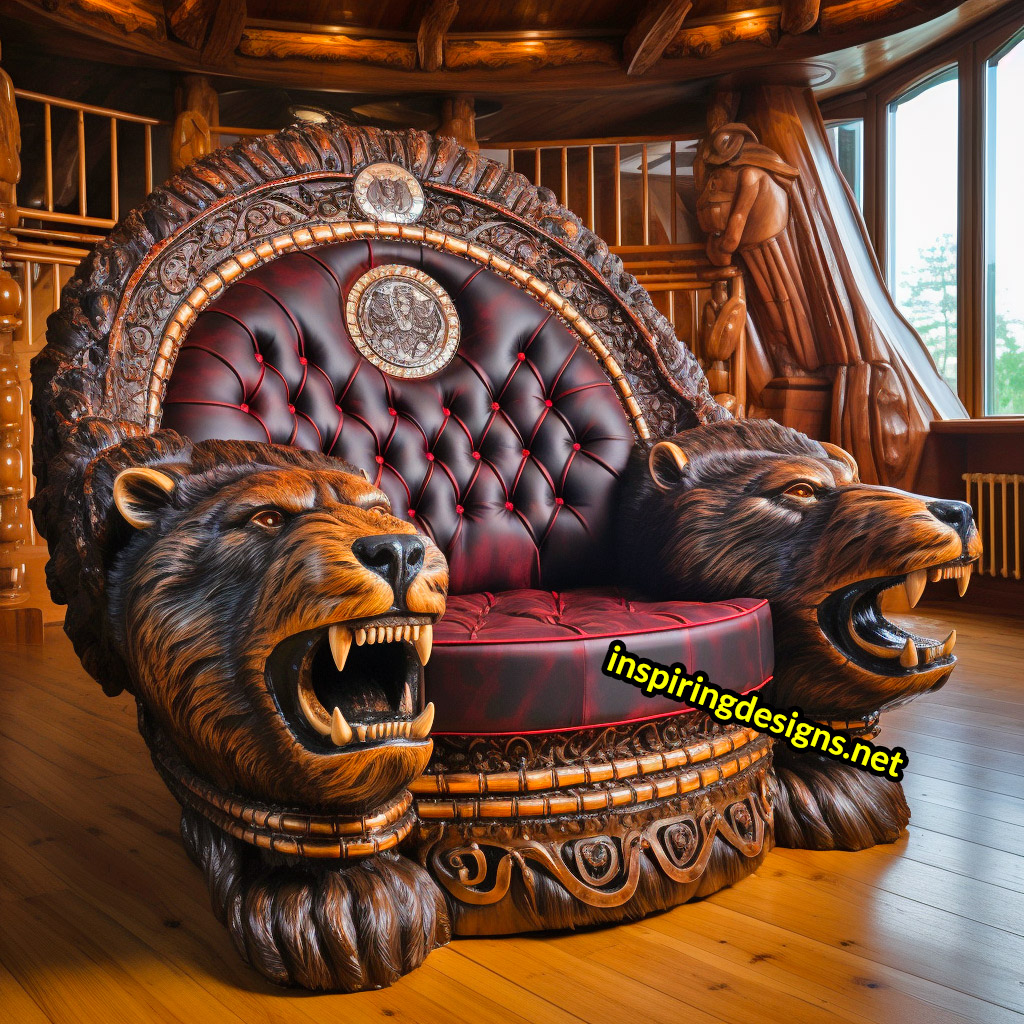 Giant Wooden Animal Chairs - Oversized grizzly bear Chair