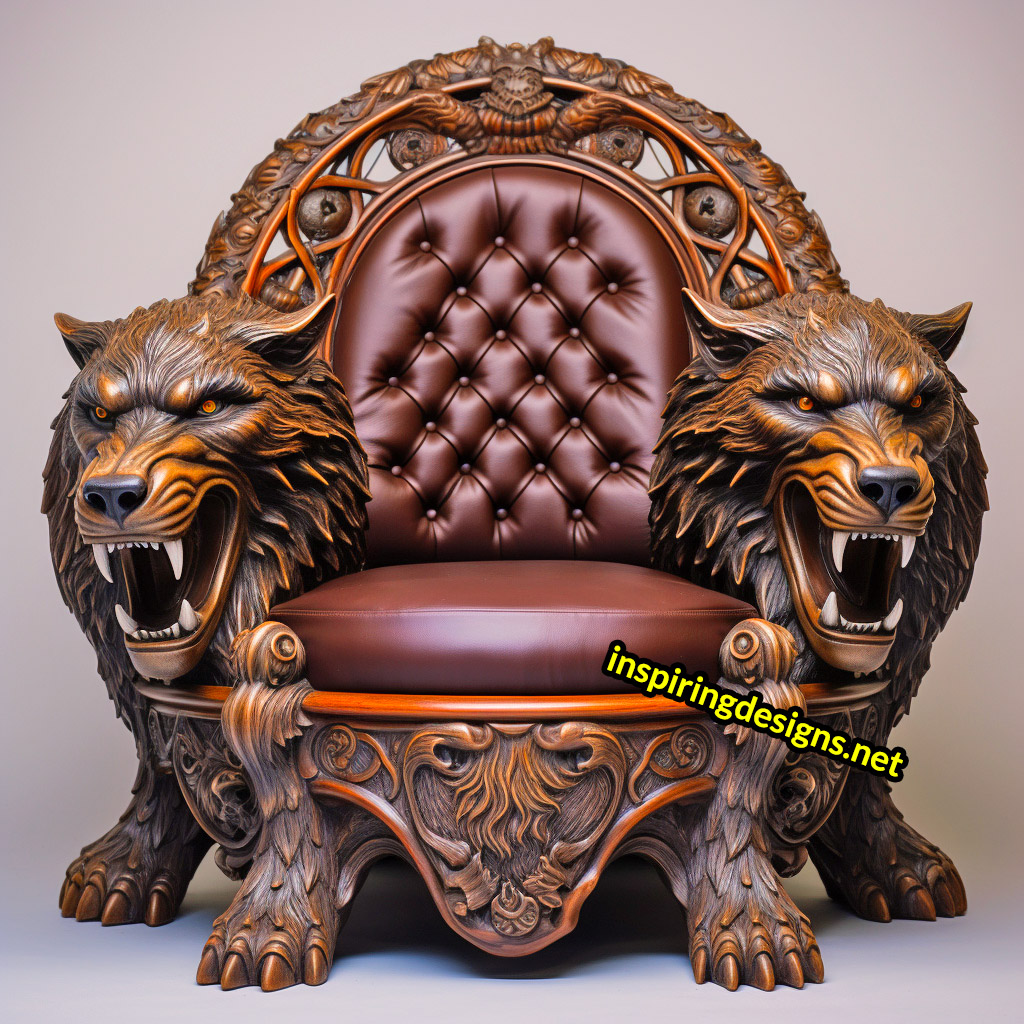 Giant Wooden Animal Chairs - Oversized wolf Chair