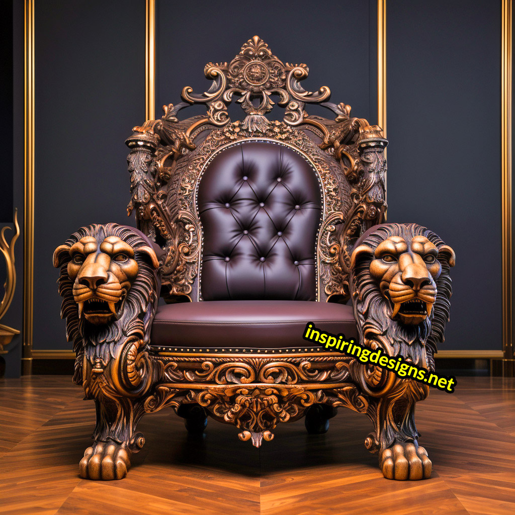 Giant Wooden Animal Chairs - Oversized lion Chair