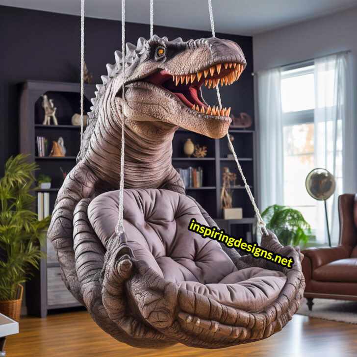 These Hanging Dinosaur Loungers Will Have Your Kids Swinging into the