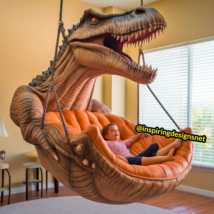 These Hanging Dinosaur Loungers Will Have Your Kids Swinging into the Jurassic Age! Inspiring
