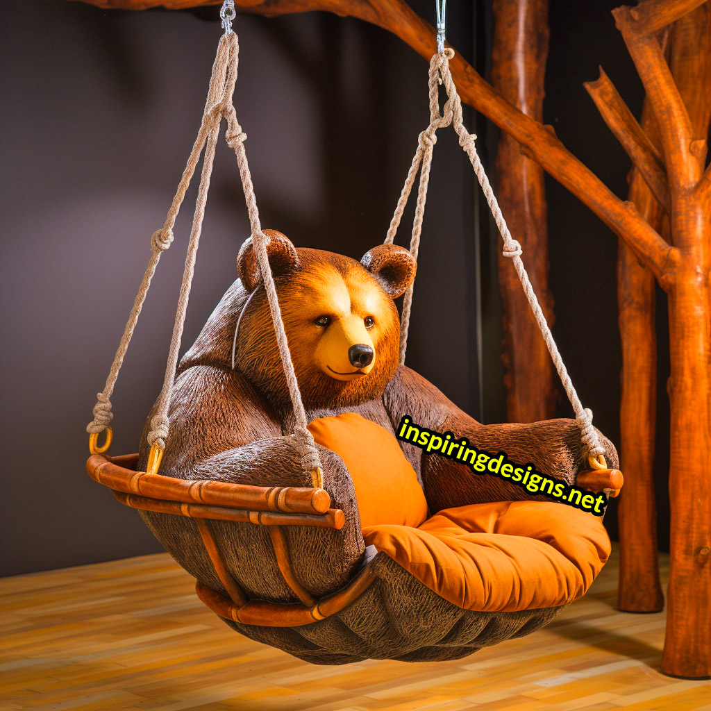 Hanging Animal Shaped Lounger - Oversized bear hanging lounger