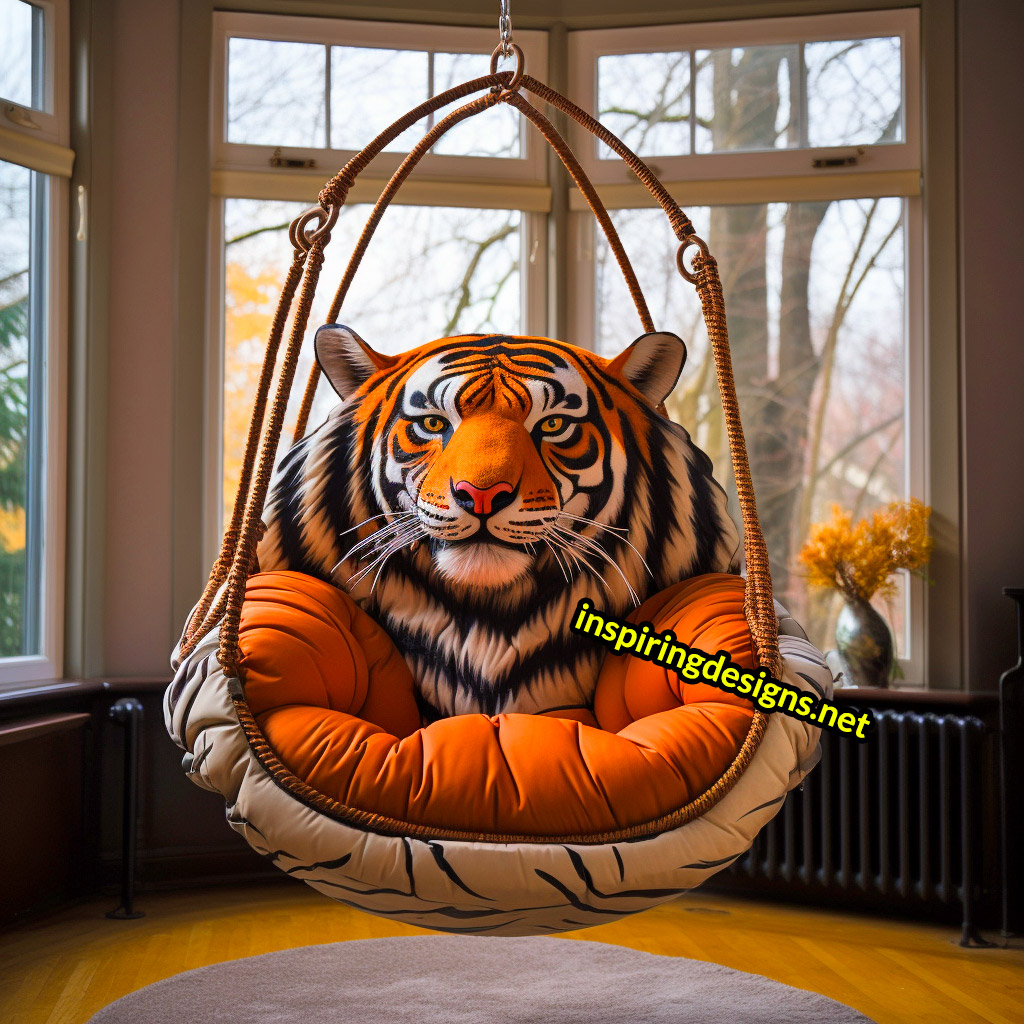 Hanging Animal Shaped Lounger - Oversized tiger hanging lounger