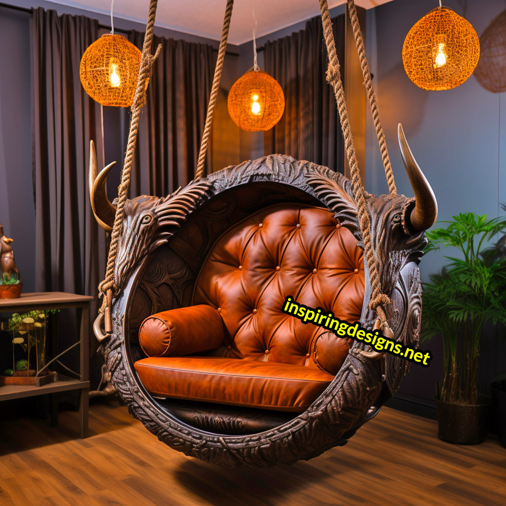 Hanging Animal Shaped Lounger - Oversized bison hanging lounger