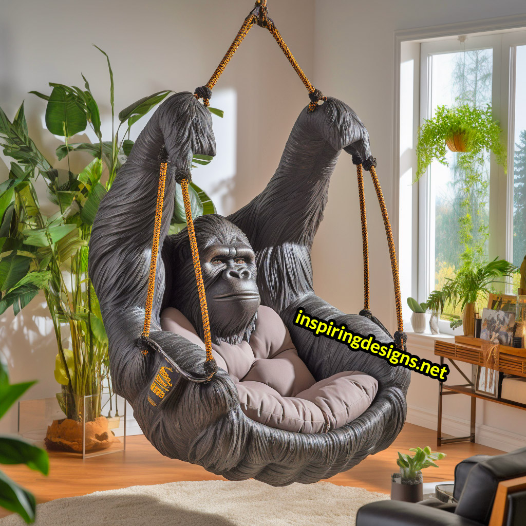 Hanging Animal Shaped Lounger - Oversized gorilla hanging lounger