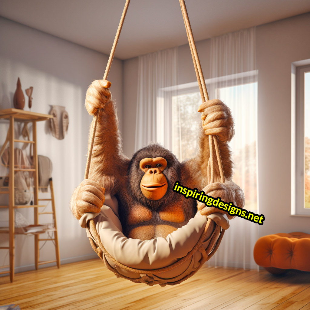 Hanging Animal Shaped Lounger - Oversized monkey hanging lounger
