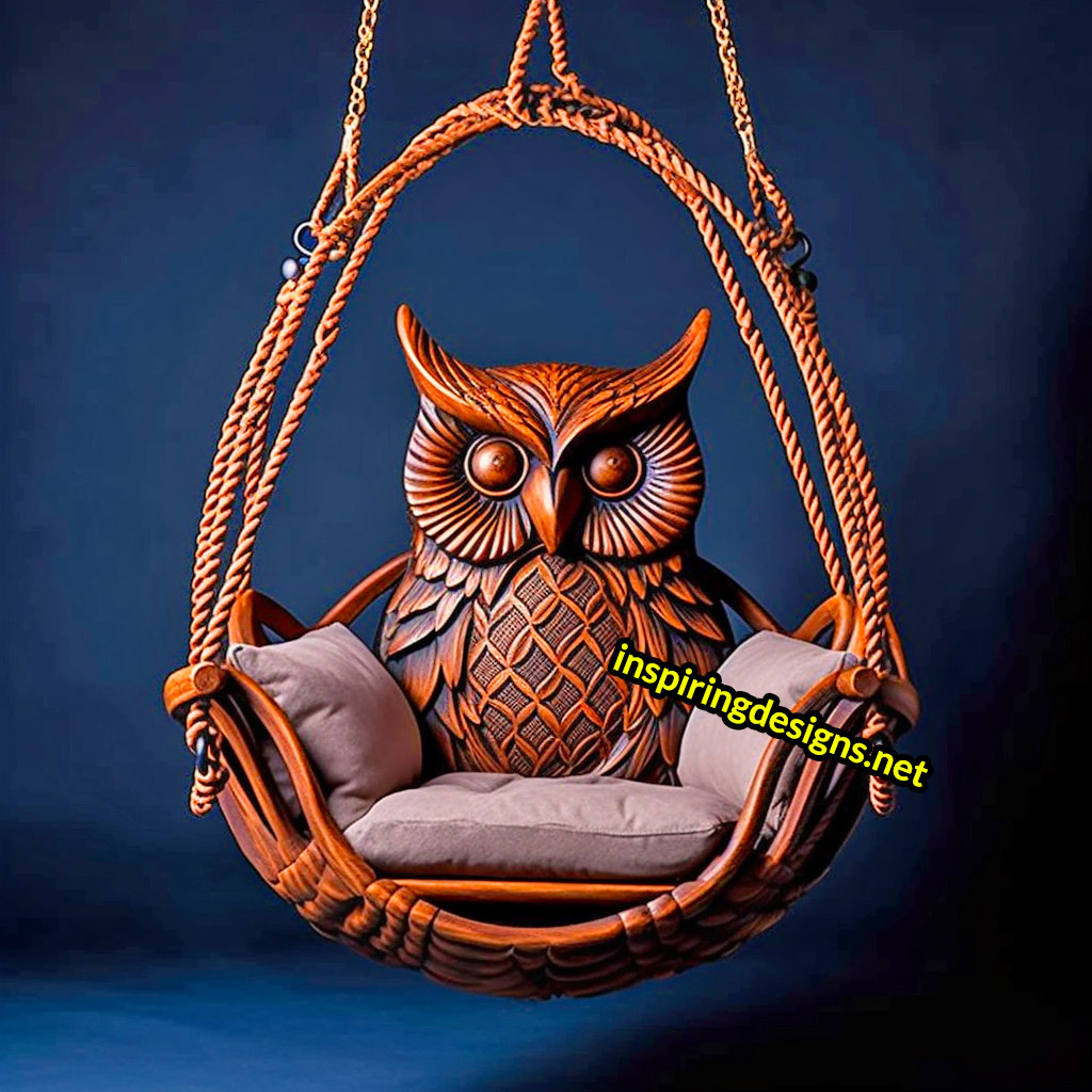 Hanging Animal Shaped Lounger - Oversized owl hanging lounger