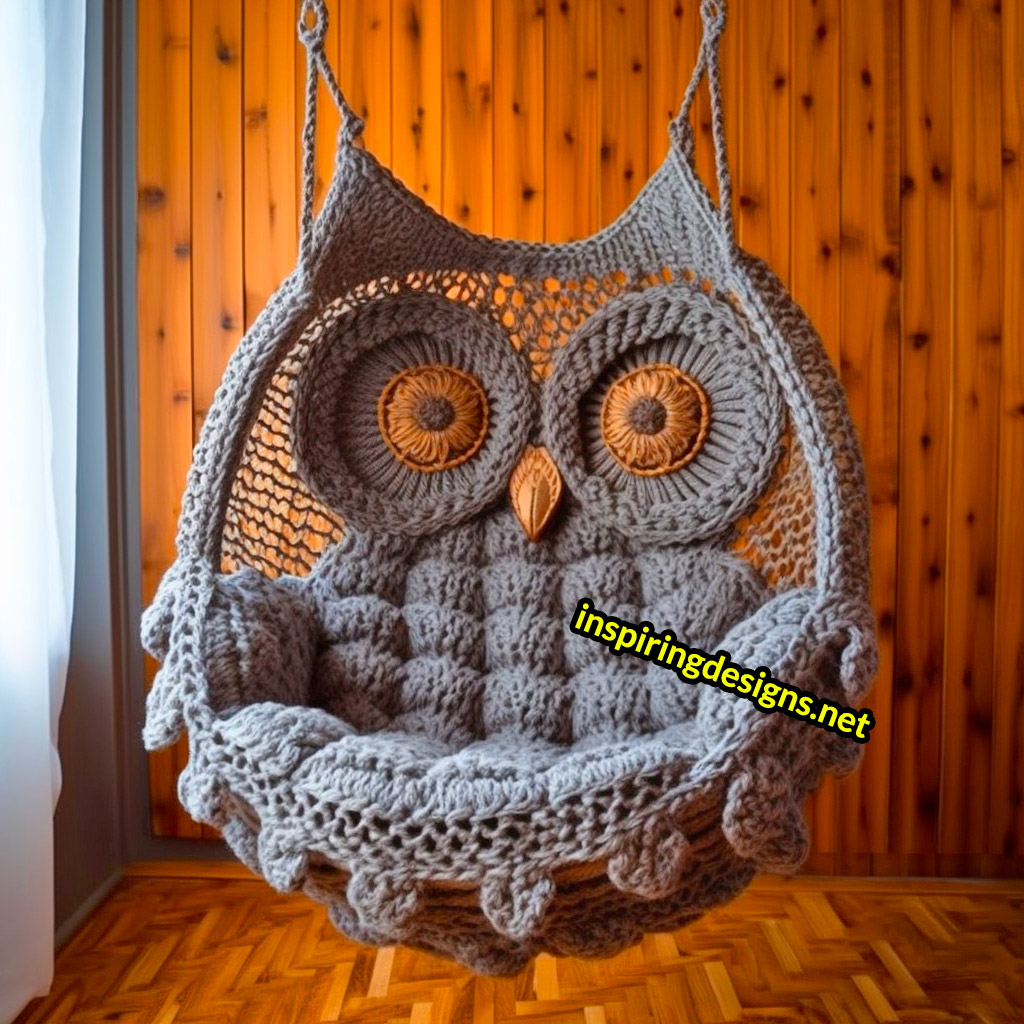 Hanging Animal Shaped Lounger - Oversized owl hanging lounger