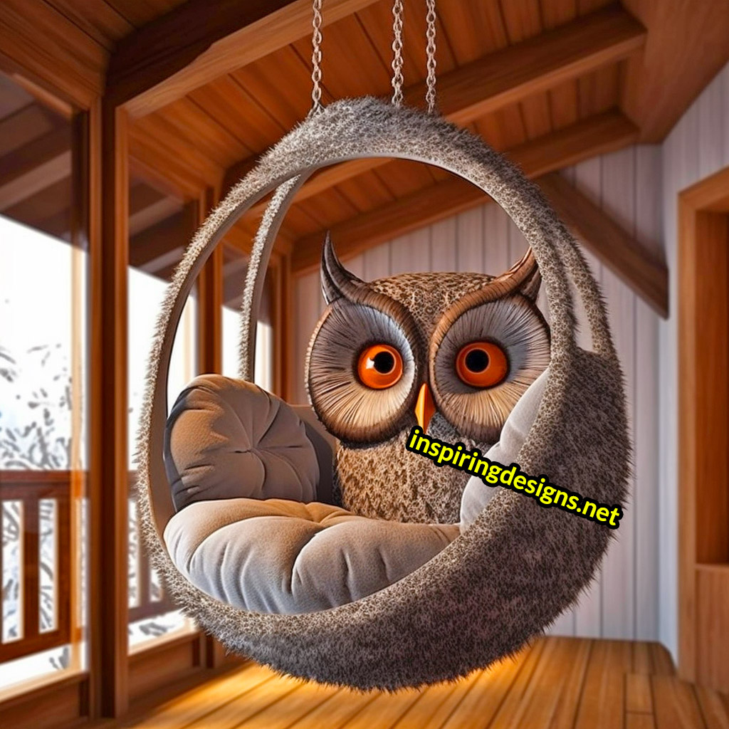 Hanging Animal Shaped Lounger - Oversized owl hanging lounger