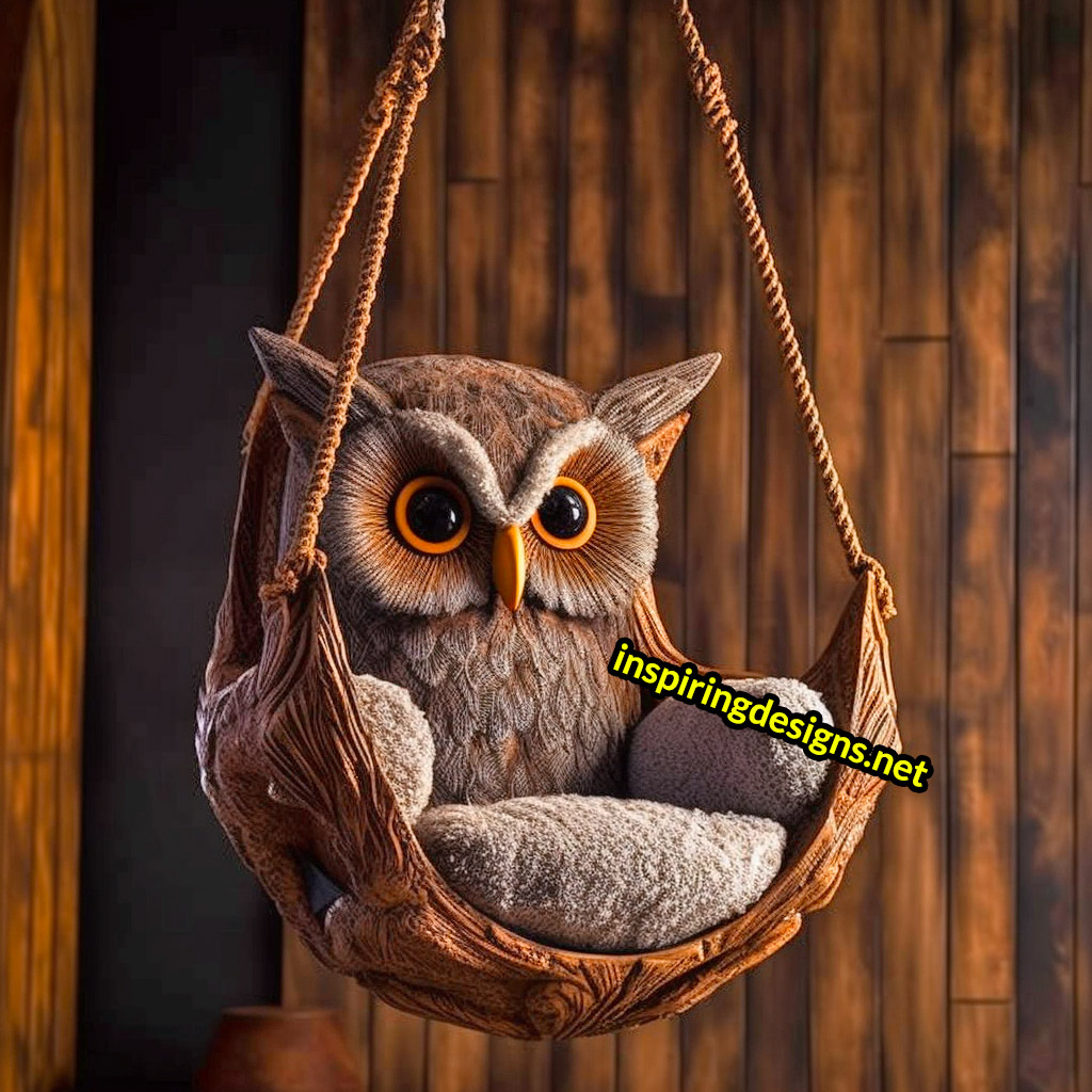 Hanging Animal Shaped Lounger - Oversized owl hanging lounger