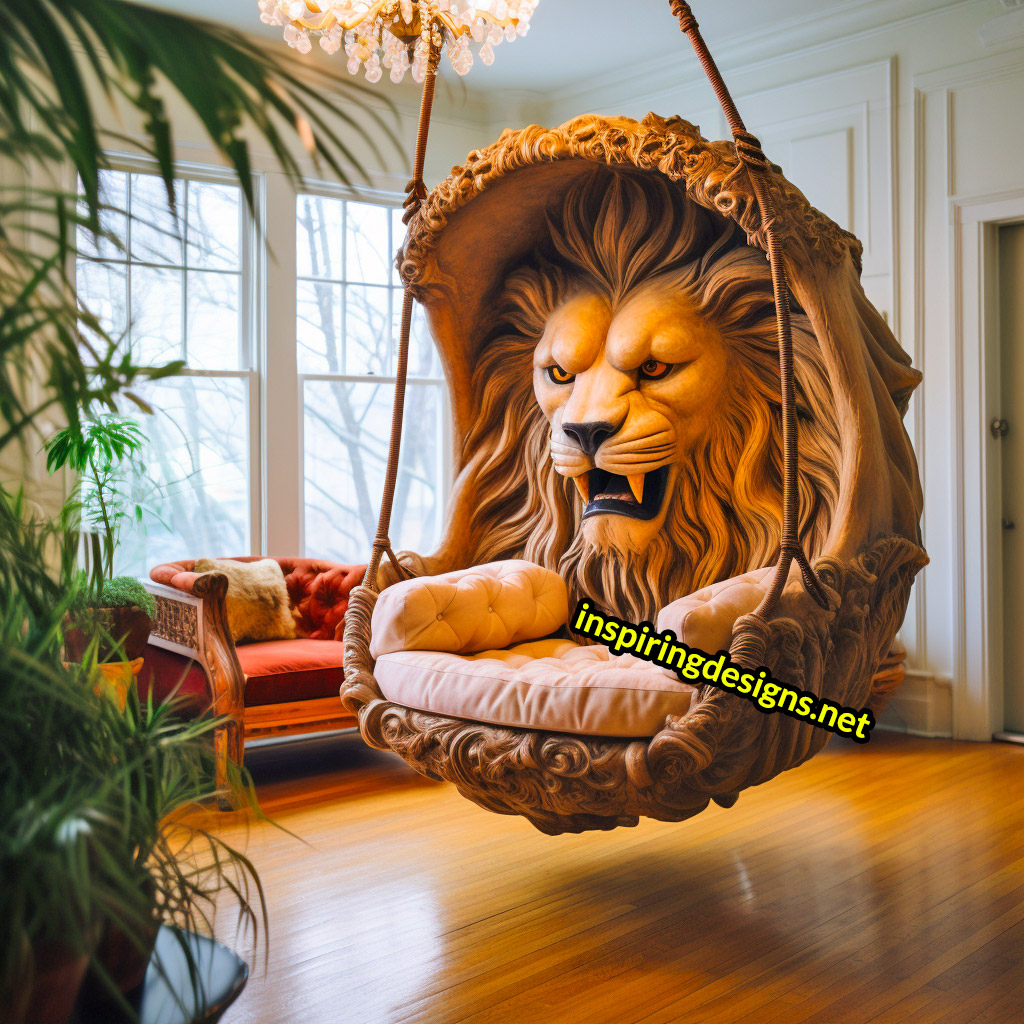 Hanging Animal Shaped Lounger - Oversized lion hanging lounger