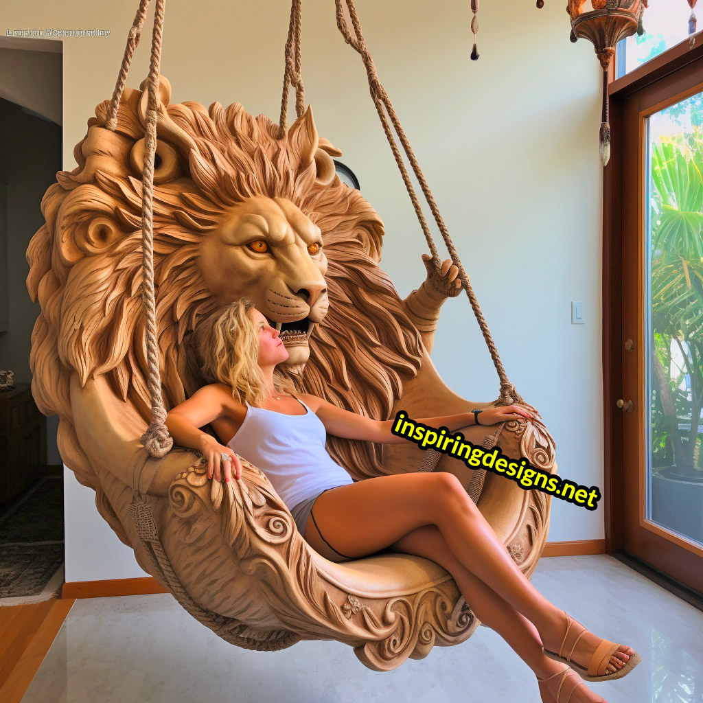 Hanging Animal Shaped Lounger - Oversized lion hanging lounger