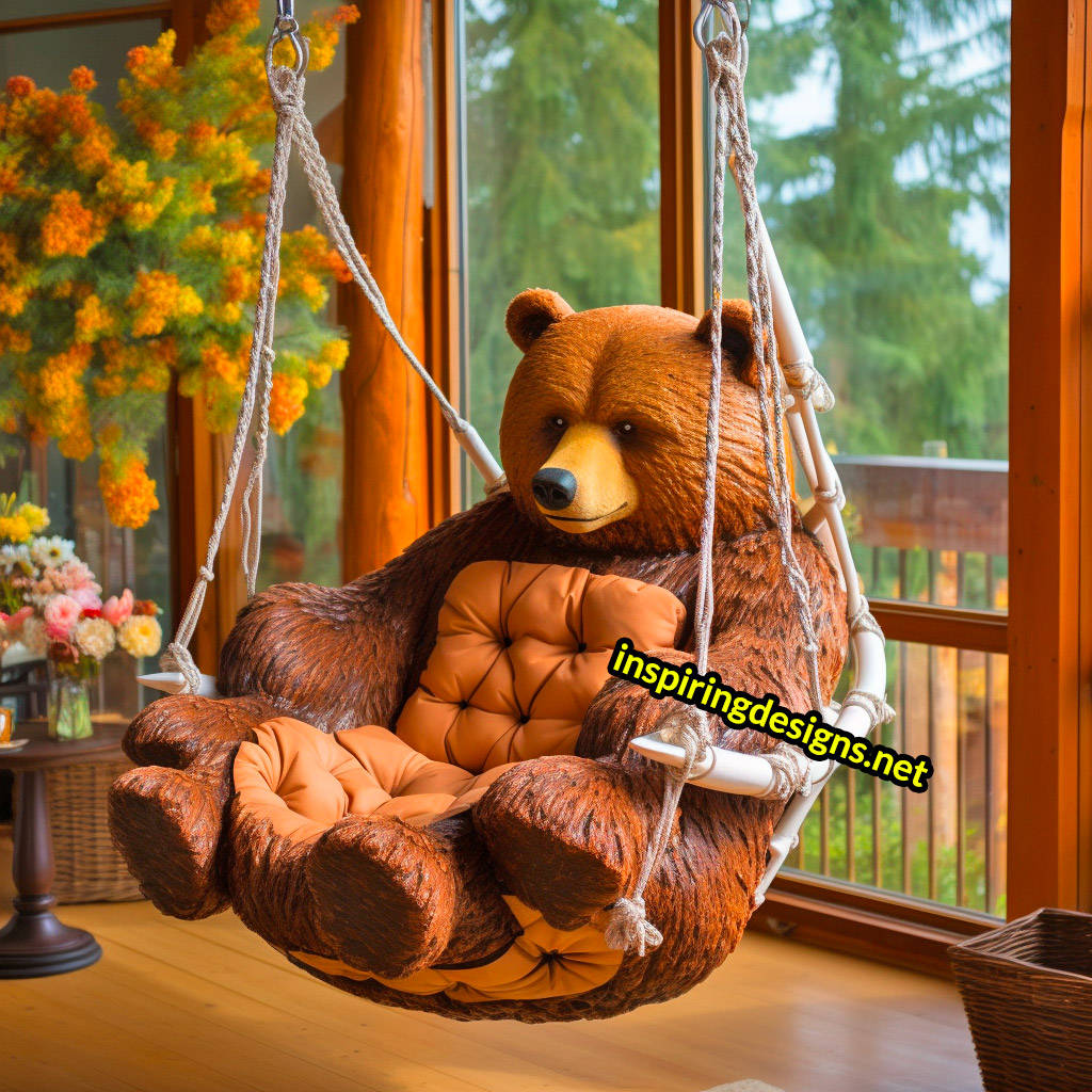 Hanging Animal Shaped Lounger - Oversized bear hanging lounger