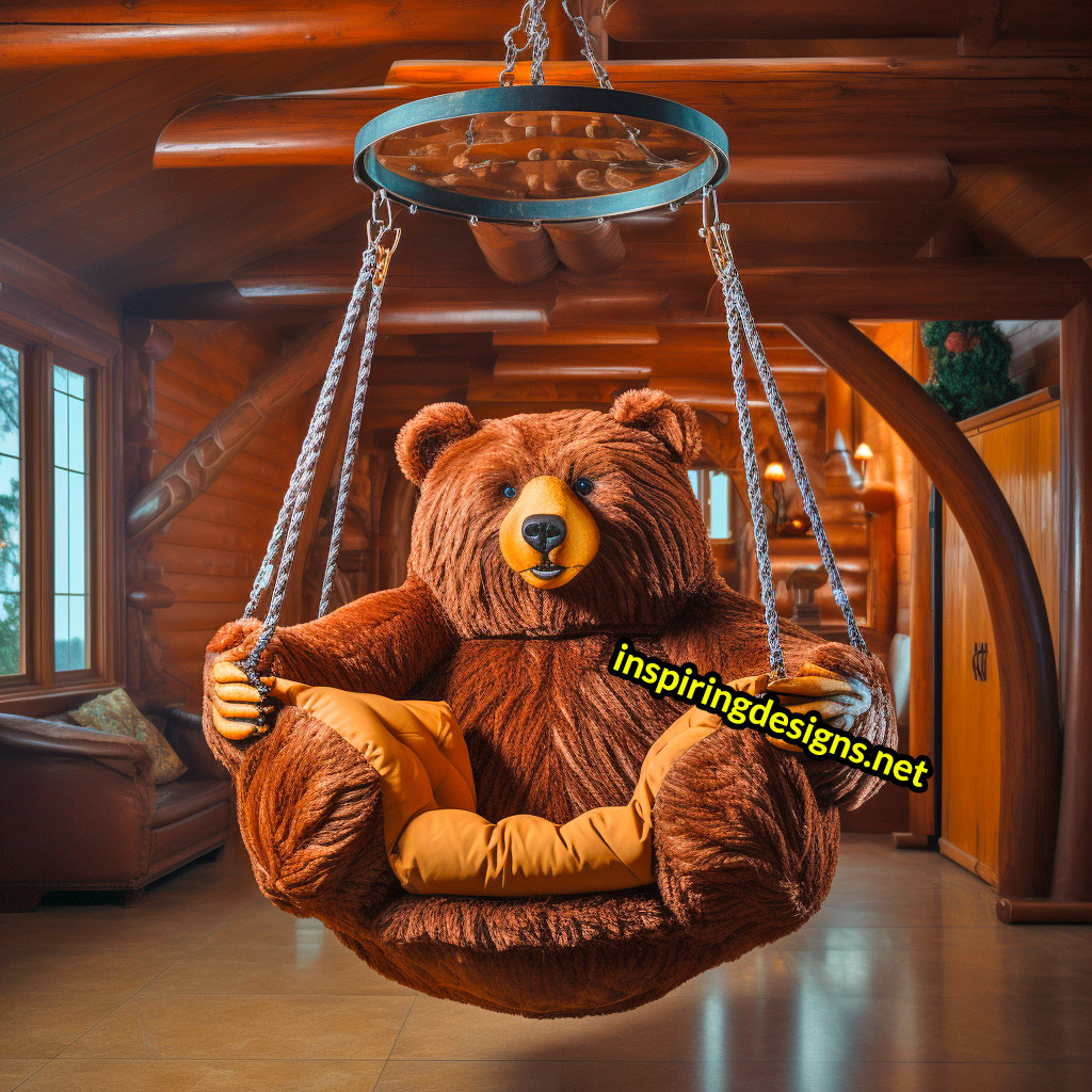 Hanging Animal Shaped Lounger - Oversized bear hanging lounger