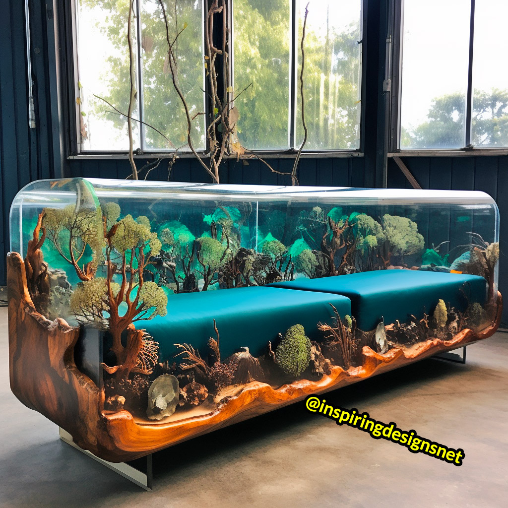 Wood and Epoxy Sofas with forest design