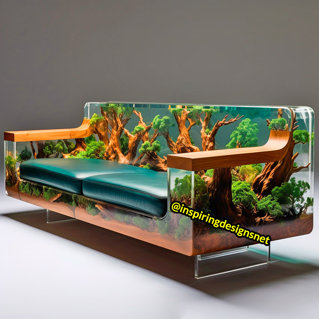 Wood and Epoxy Sofas with forest design