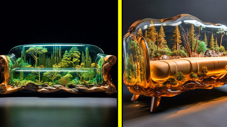 These Wood and Epoxy Sofas Feature Stunning Designs From Forests to Starry Skies!