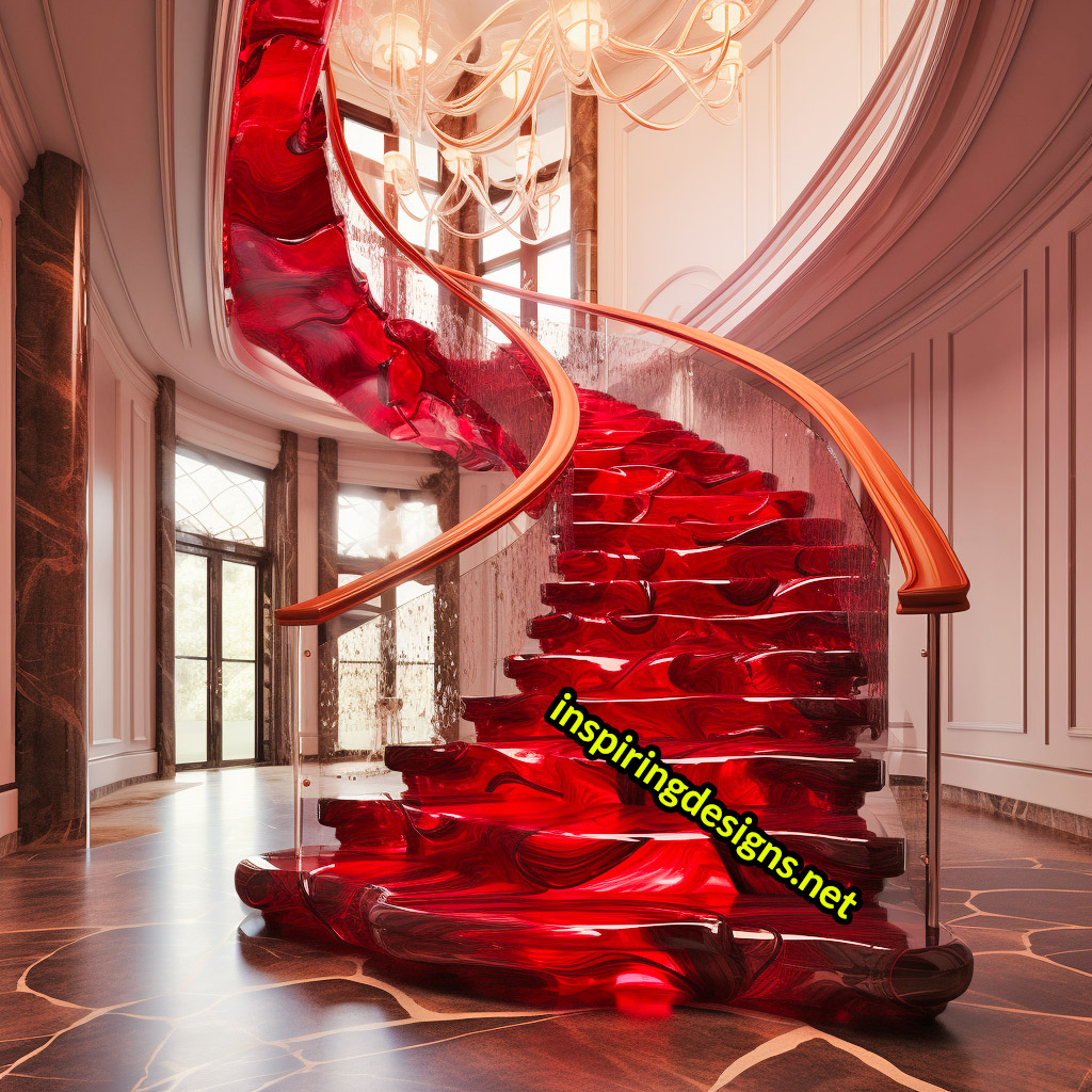 Luxury Live Edge Wood and Epoxy Staircases