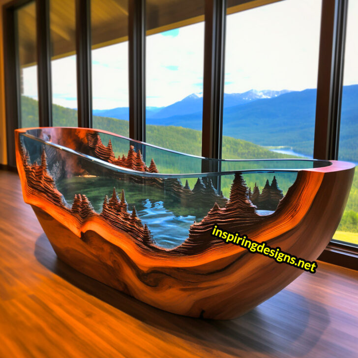 These Stunning Wood and Epoxy Bathtubs Merge Art, Function, and Luxury