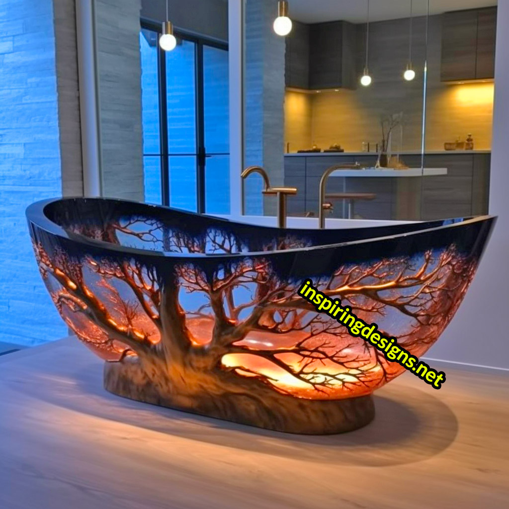 Luxury Bathtubs Made From Epoxy - Trees Design