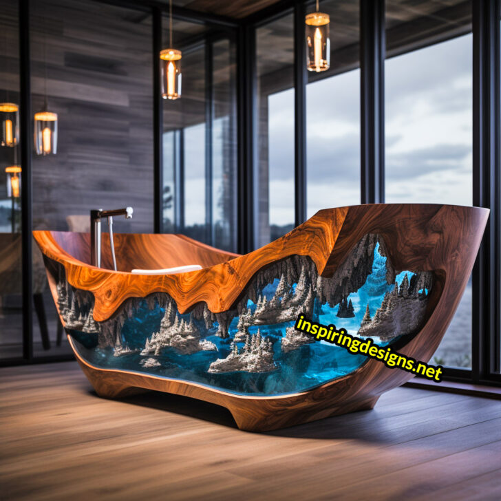These Stunning Wood and Epoxy Bathtubs Merge Art, Function, and Luxury Inspiring Designs