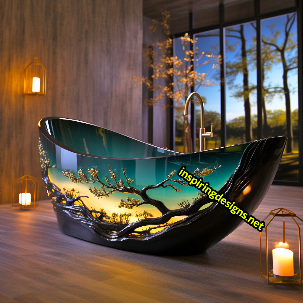 Luxury Bathtubs Made From Epoxy - Trees Design