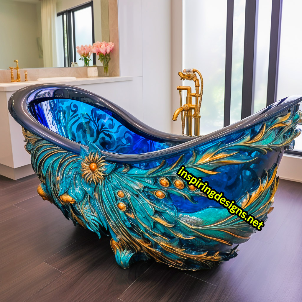 Luxury Bathtubs Made From Epoxy - peacock design