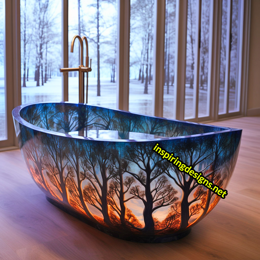 Luxury Bathtubs Made From Epoxy - Trees Design