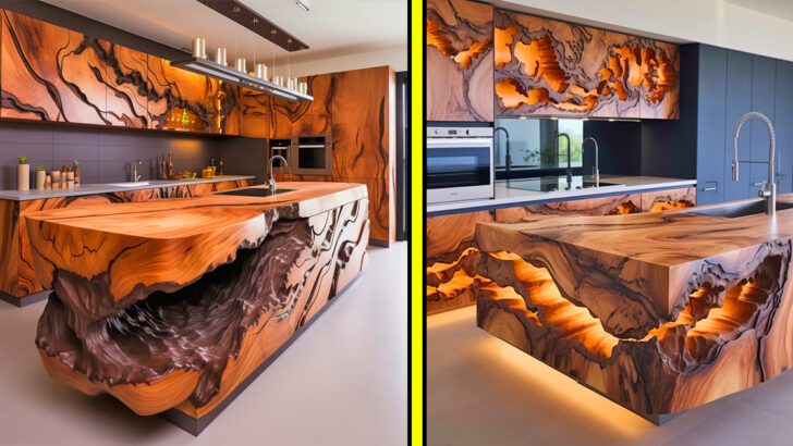 These Stunning Live Edge Wooden Kitchen Designs Are a Symphony of Wood and Light!