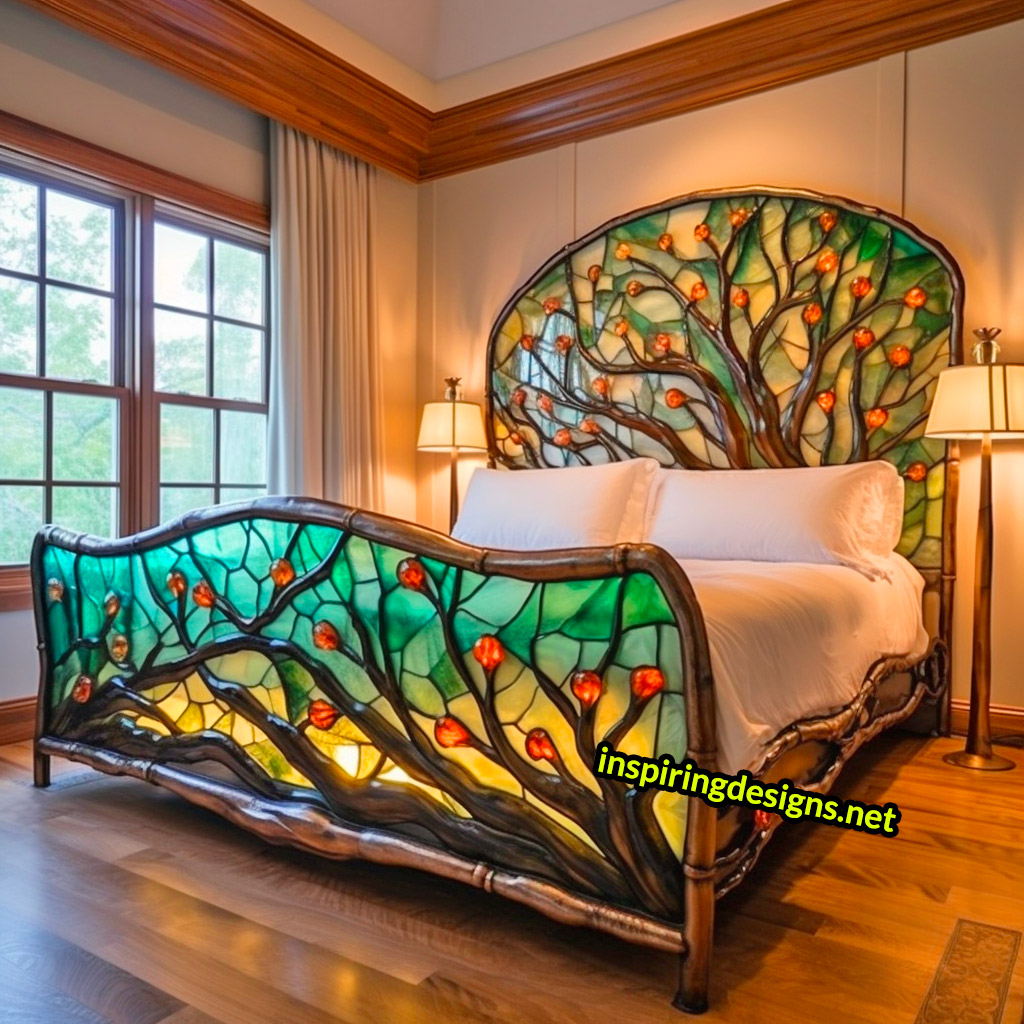 Giant Stained Glass Tree Of Life Bed Frame