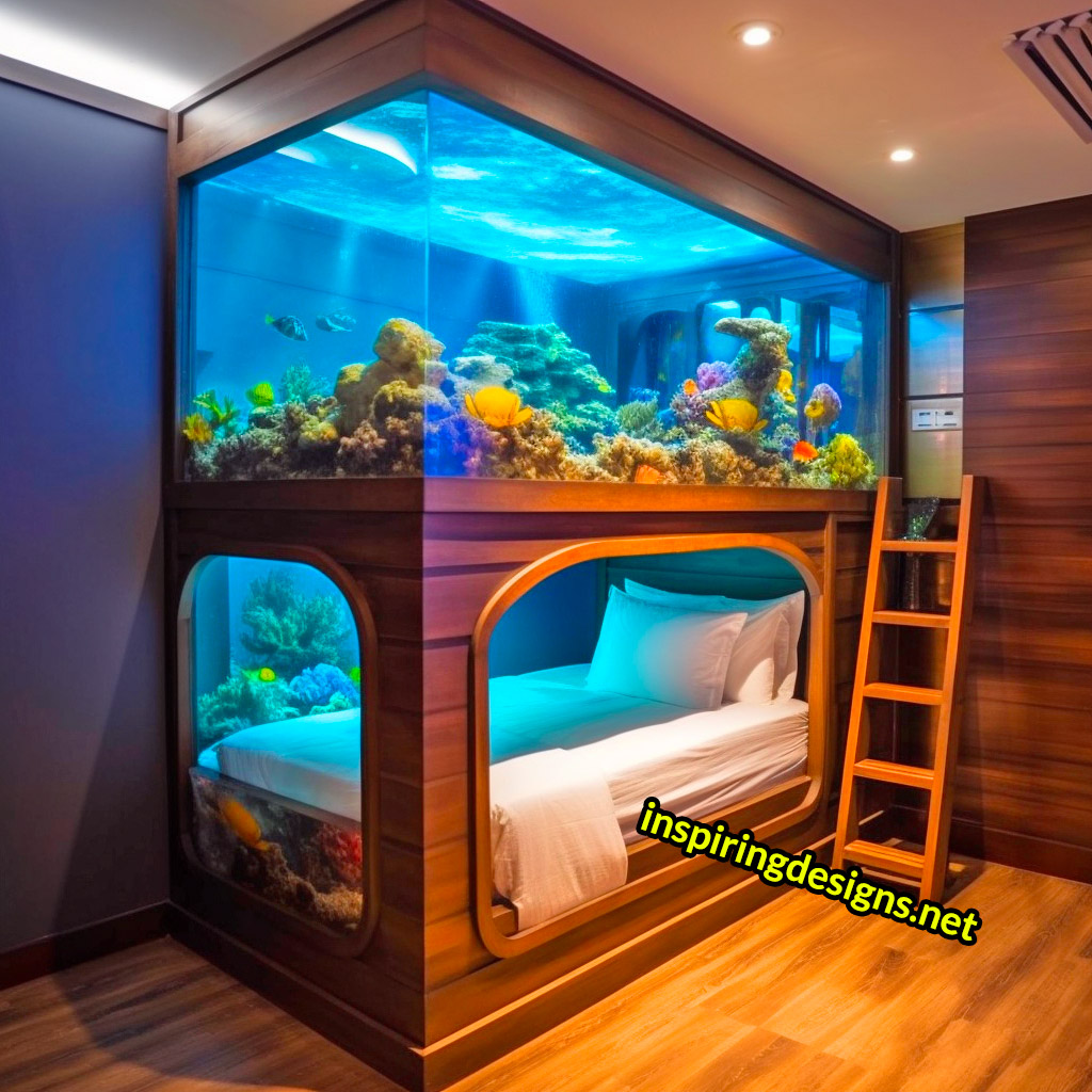 Aquarium Beds With Fish Aquarium Built into bed frame