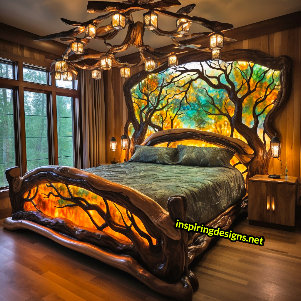 Giant Stained Glass Tree Of Life Bed Frame