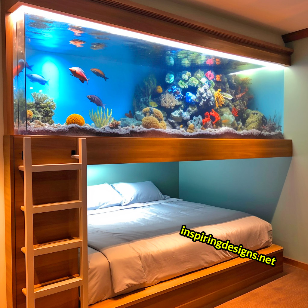 Aquarium Beds With Fish Aquarium Built into bed frame