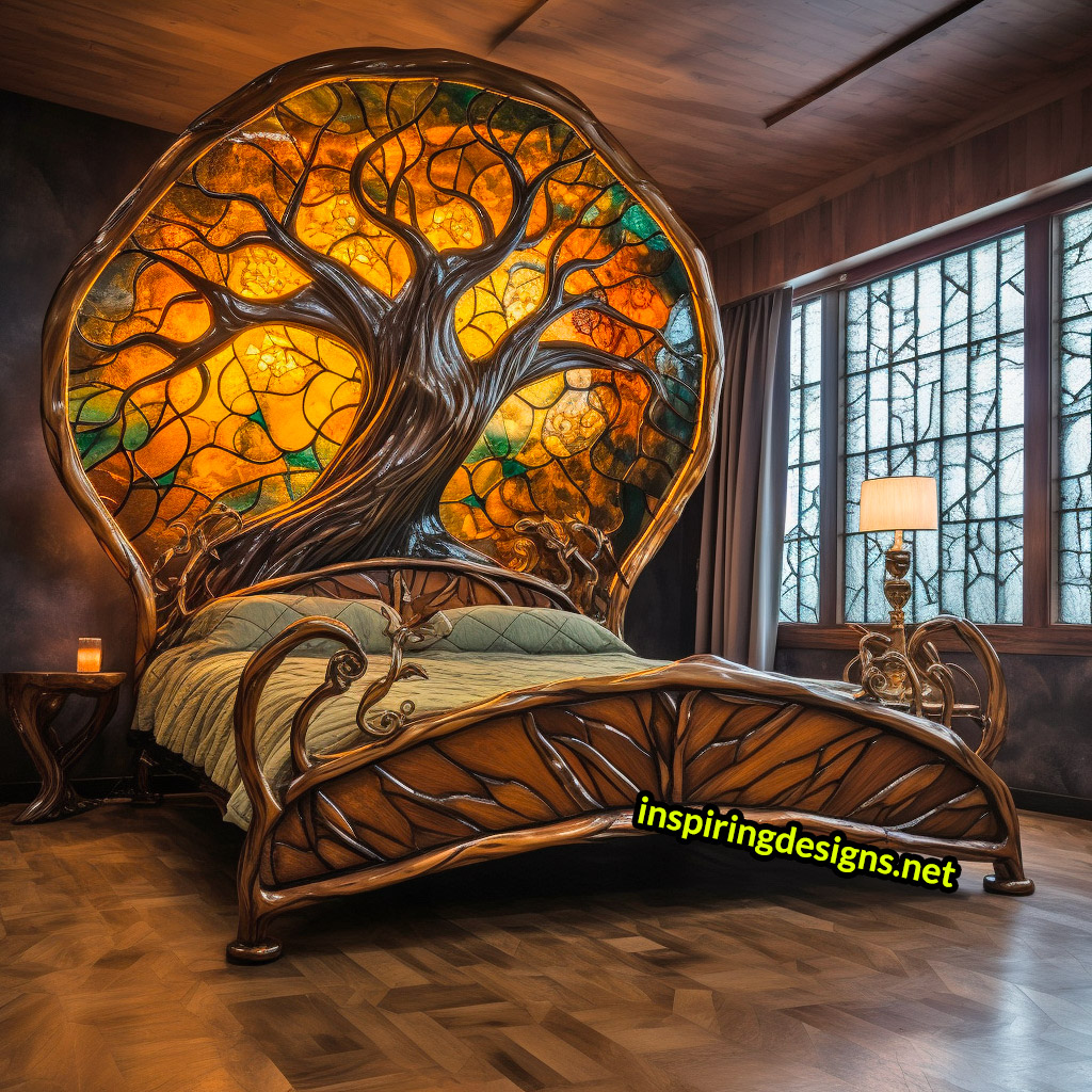 Giant Stained Glass Tree Of Life Bed Frame