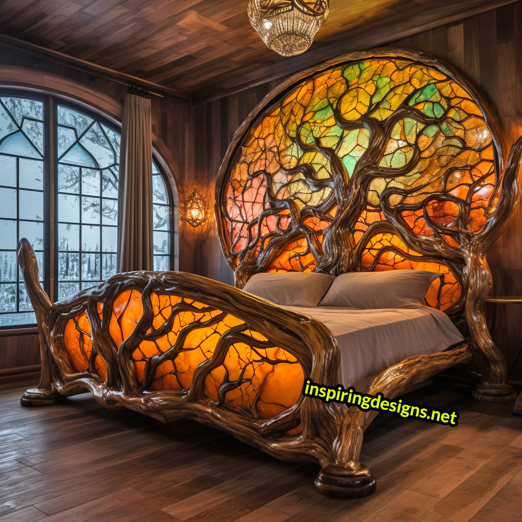 Giant Stained Glass Tree Of Life Bed Frame