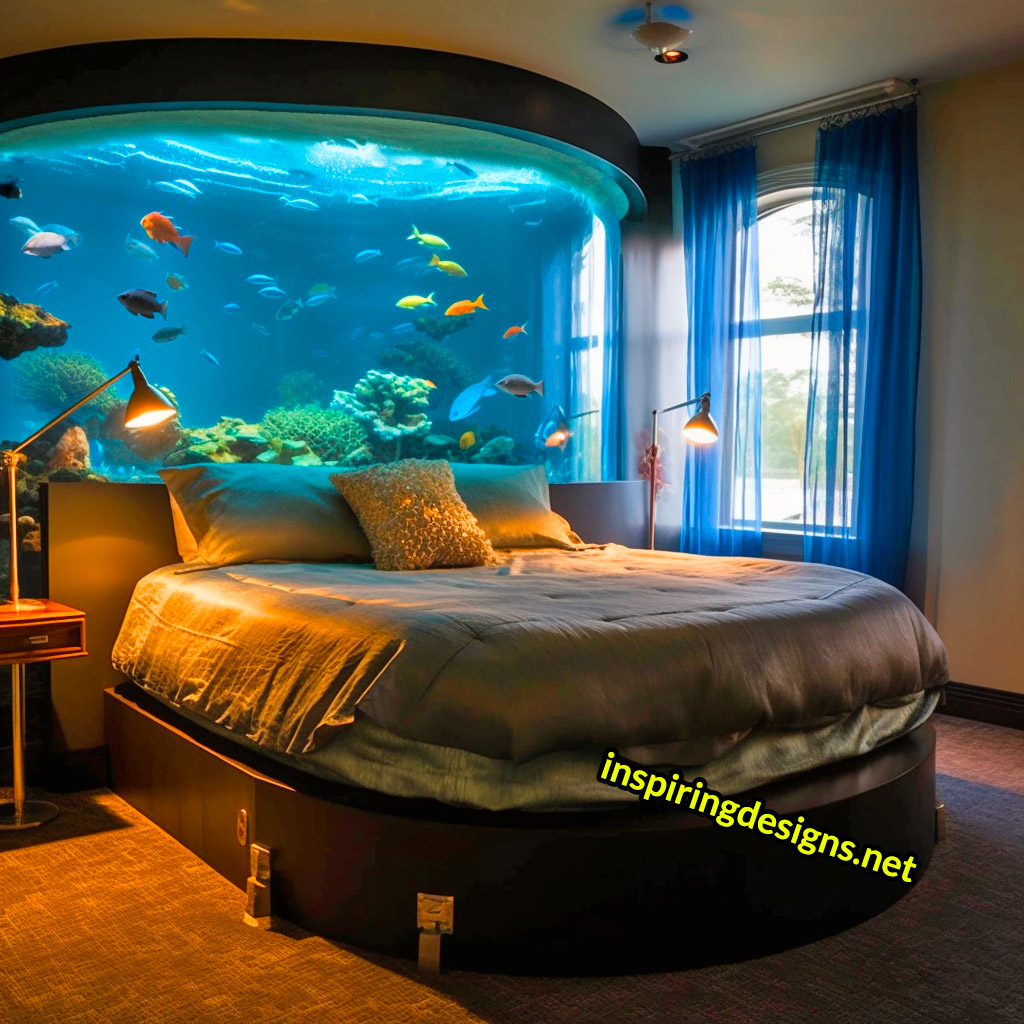 Aquarium Beds With Fish Aquarium Built into bed frame