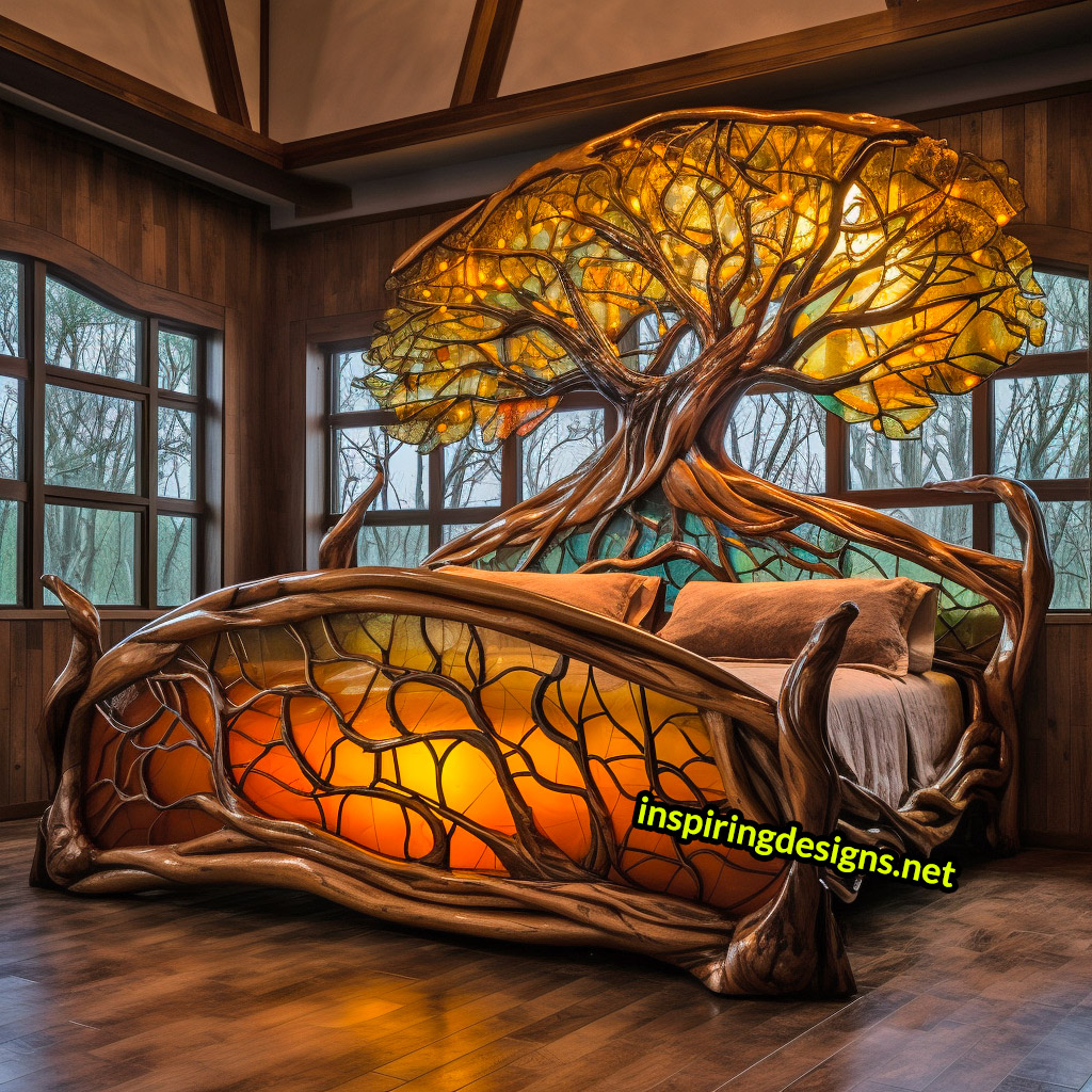 Giant Stained Glass Tree Of Life Bed Frame