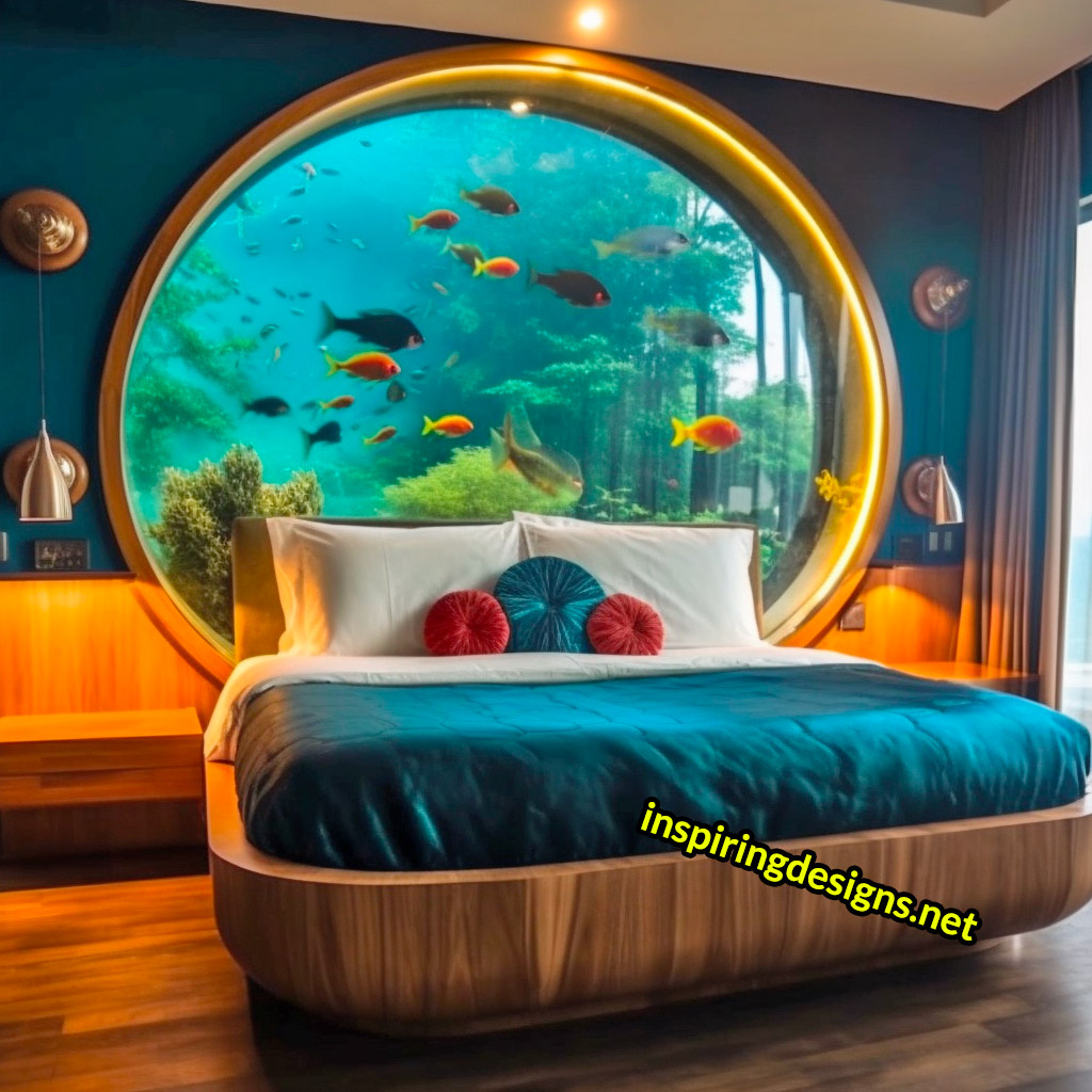 Aquarium Beds With Fish Aquarium Built into bed frame