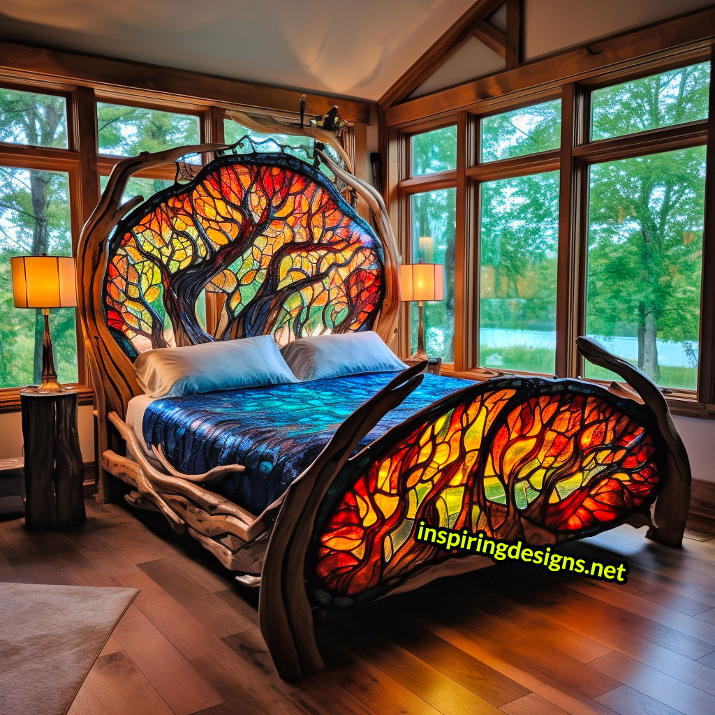 Giant Stained Glass Tree Of Life Bed Frame