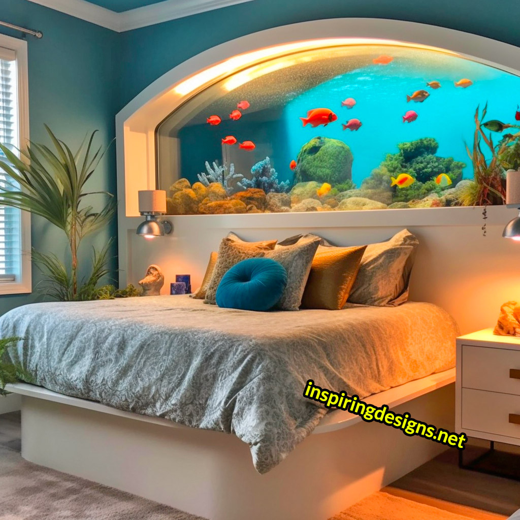 Aquarium Beds With Fish Aquarium Built into bed frame