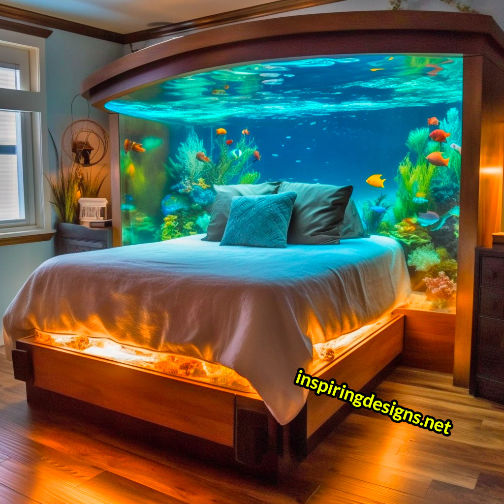 Aquarium Beds With Fish Aquarium Built into bed frame