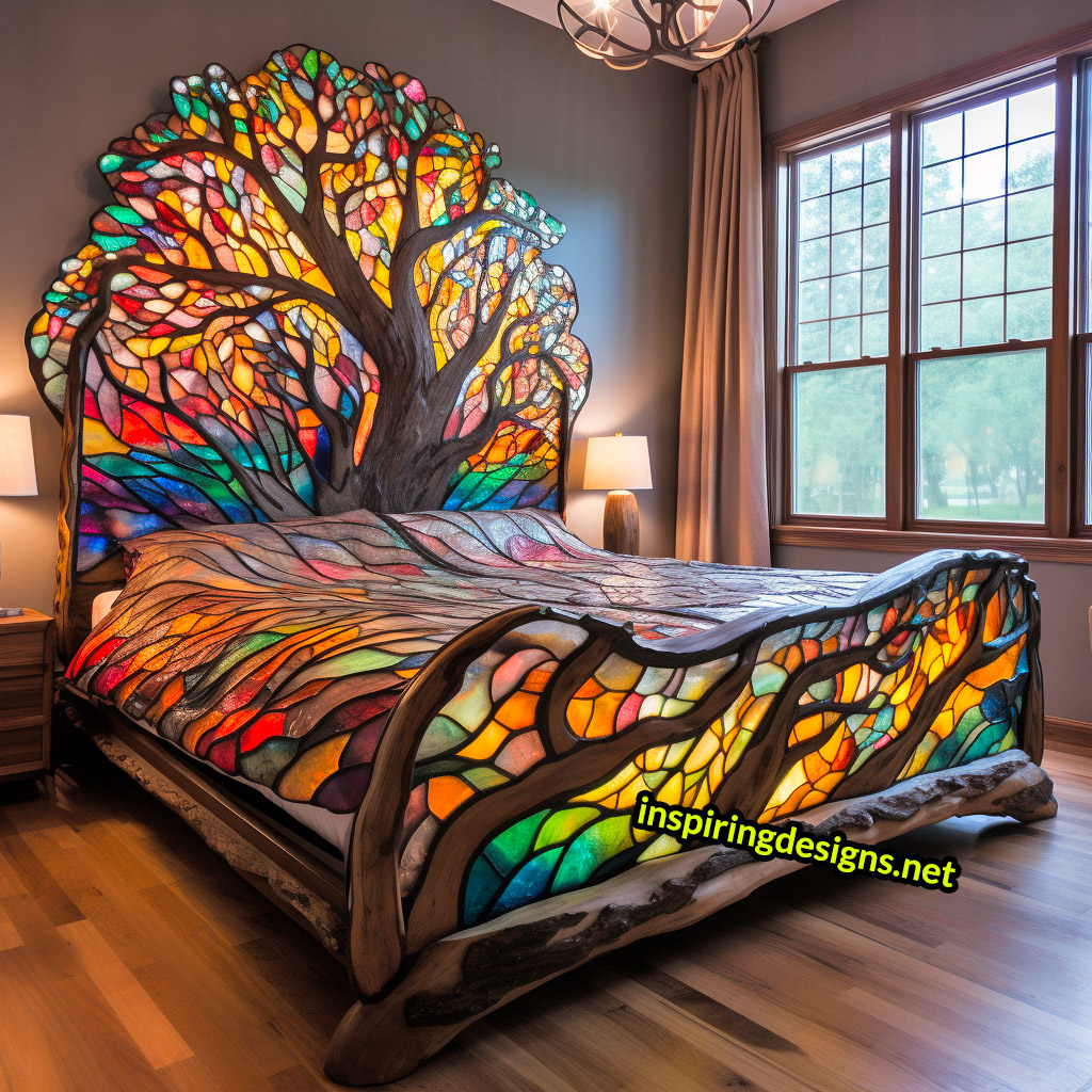 Giant Stained Glass Tree Of Life Bed Frame