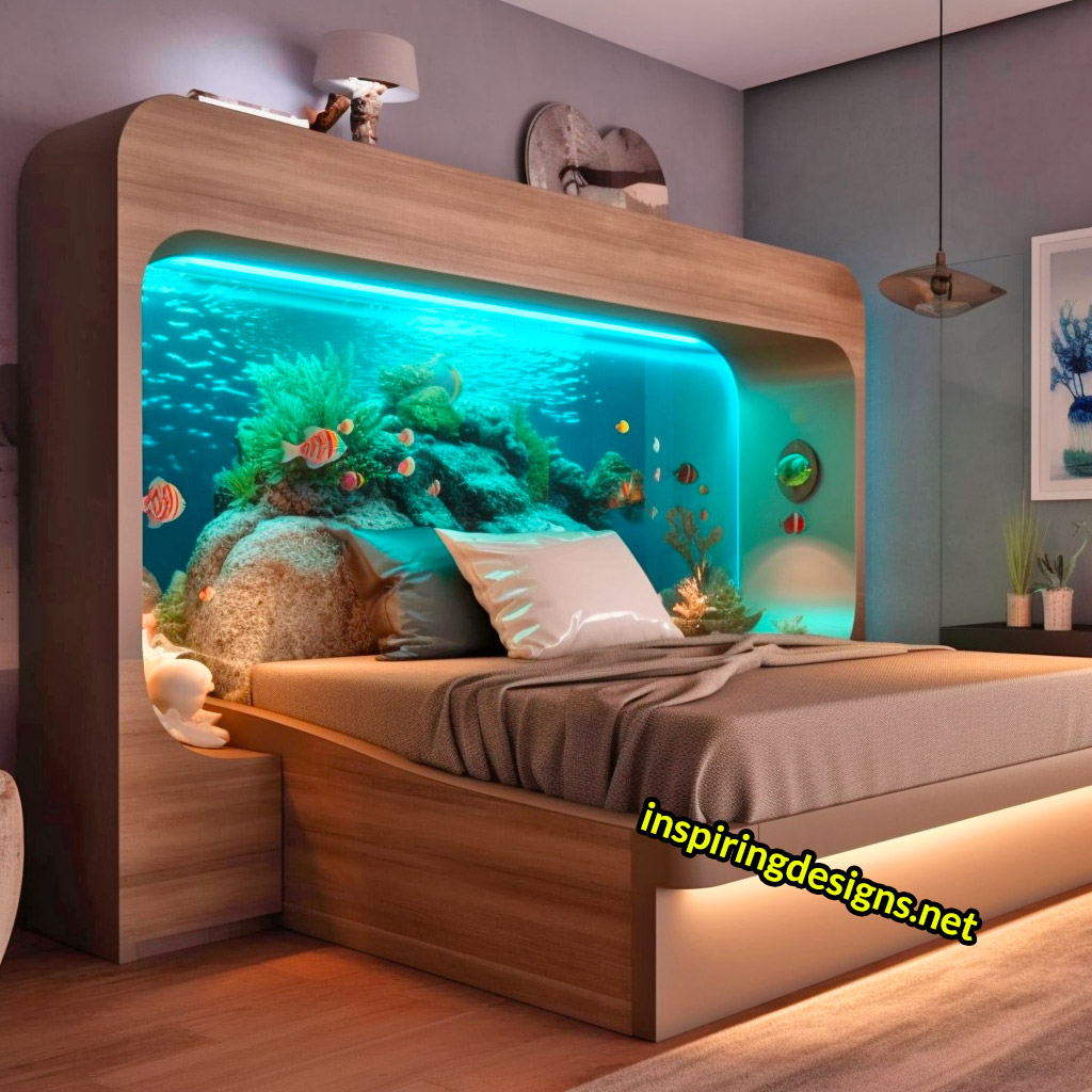 Aquarium Beds With Fish Aquarium Built into bed frame