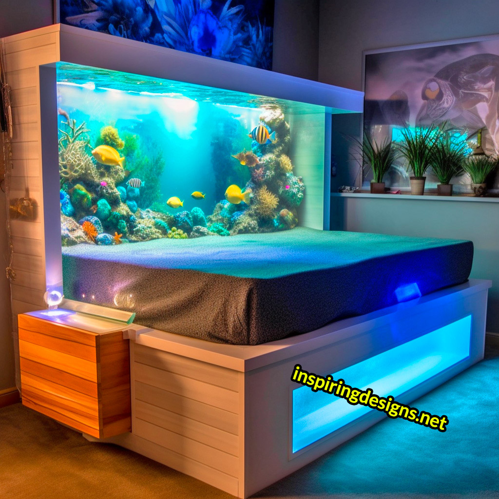 Aquarium Beds With Fish Aquarium Built into bed frame