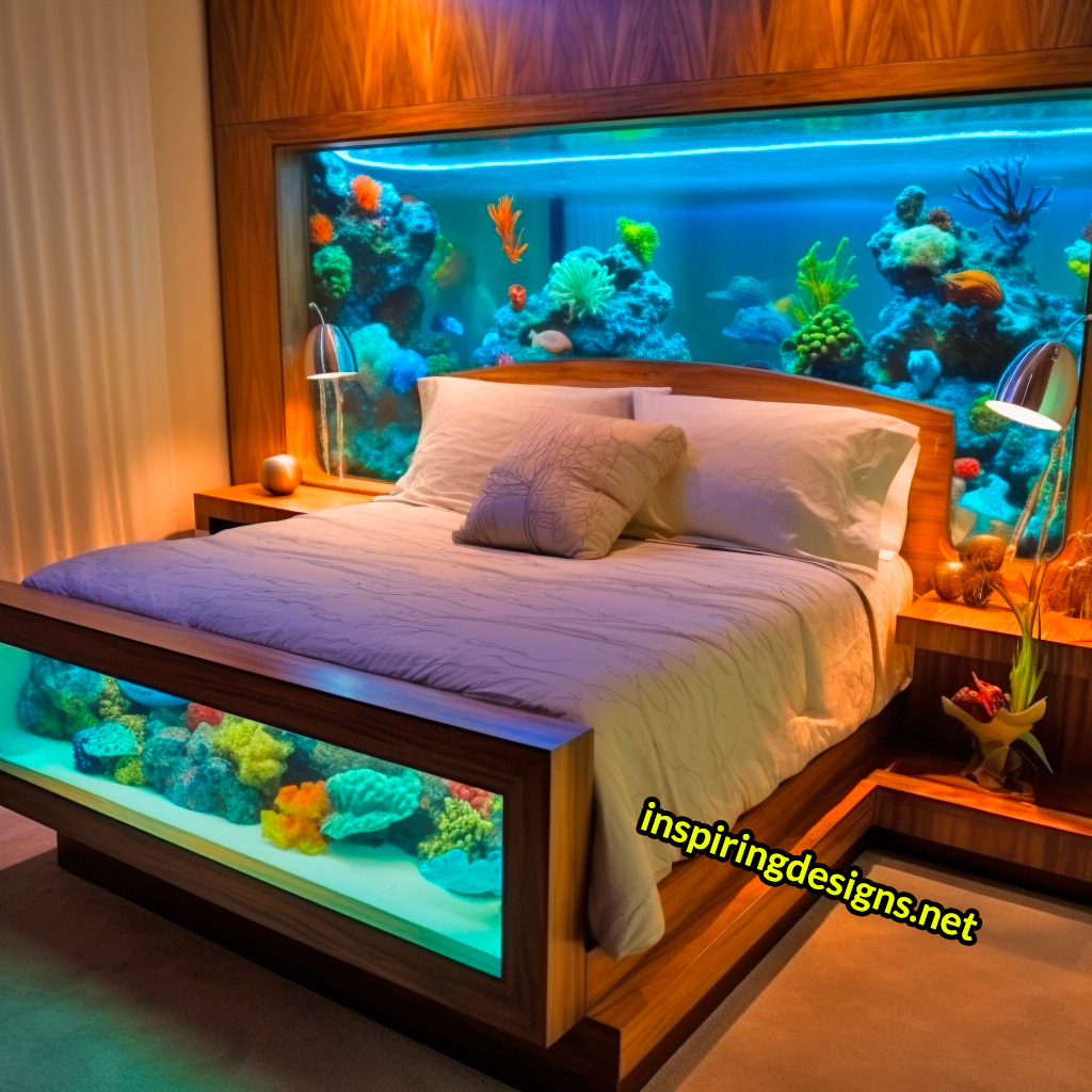 Aquarium Beds With Fish Aquarium Built into bed frame