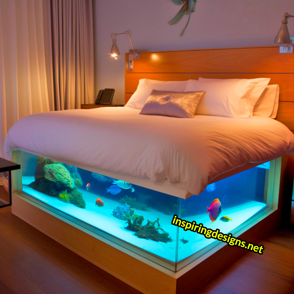 Aquarium Beds With Fish Aquarium Built into bed frame