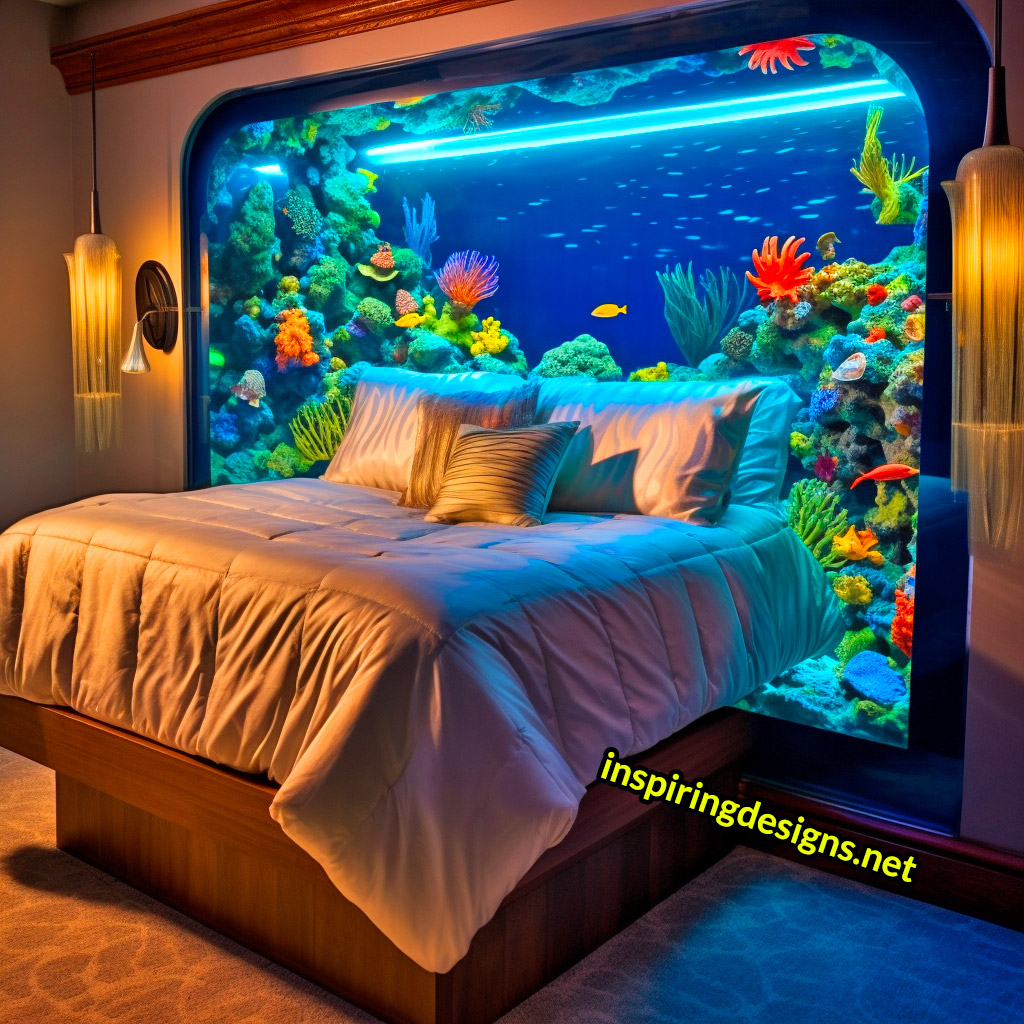 Aquarium Beds With Fish Aquarium Built into bed frame